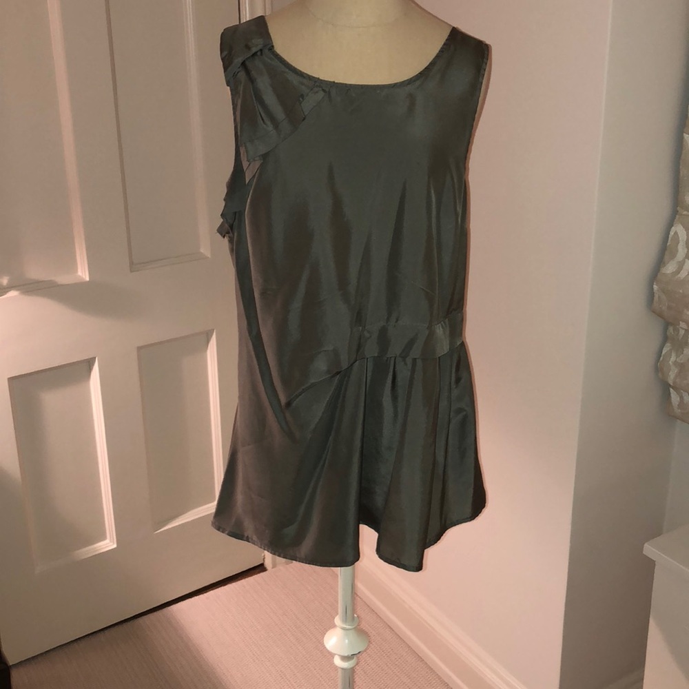 Olive/gray silk blouse